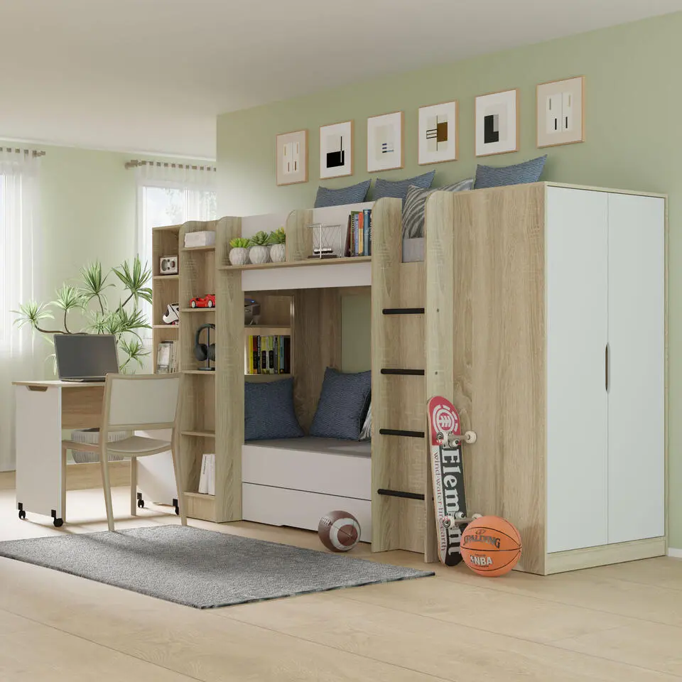 Rek met bureau Samoa-Fuji 165cm sonoma eik / mat wit