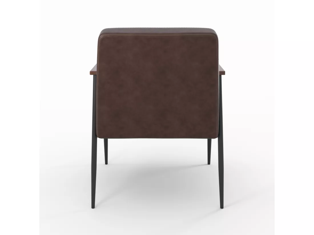 Fauteuil en cuir marron et métal noir - Hugues