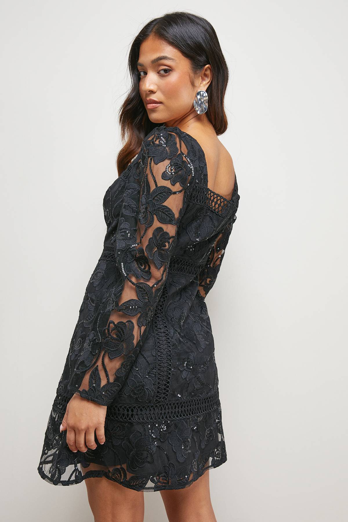 Oasis Robe Mini Détail Bordure Dentelle Petite Taille