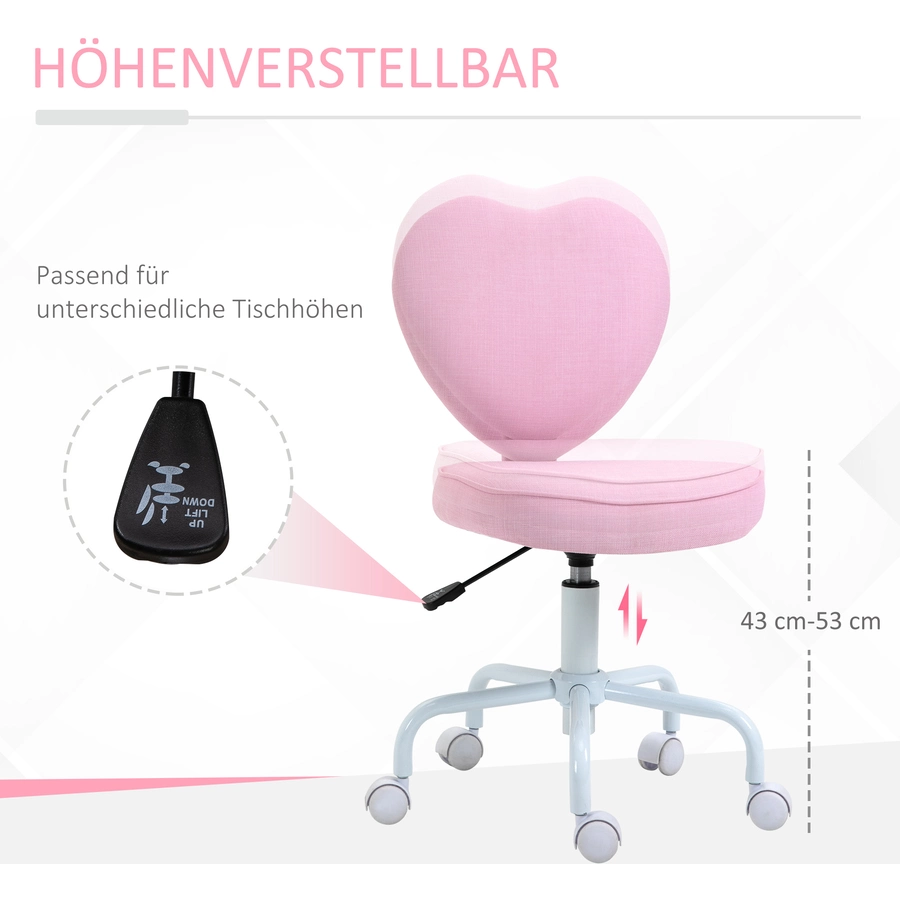 HOMCOM Schreibtischstuhl in Herzform rosa
