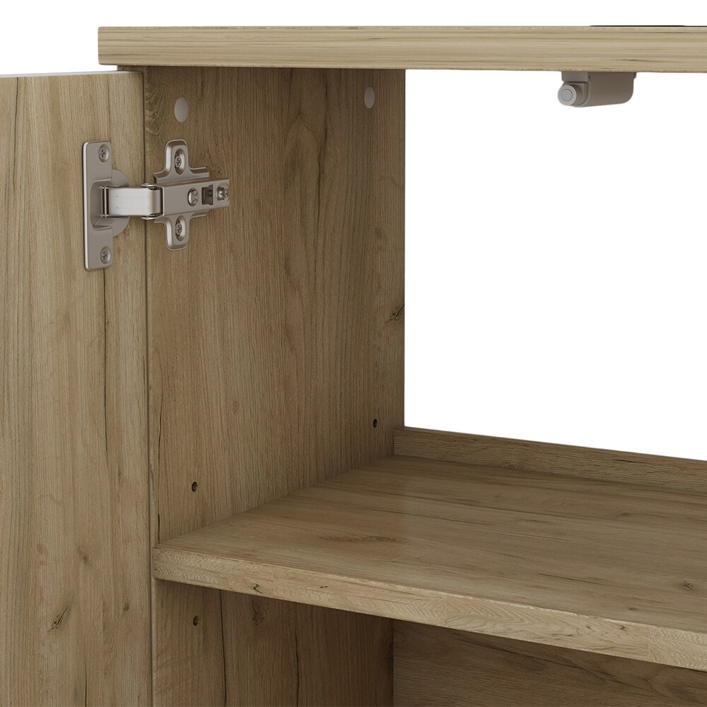 Vicco Badmöbel-Set Badezimmer-Möbel Bad-Schrank Edge Eiche Weiß modern Badezimmerschrank Waschbeckenunterschrank Spiegelschrank Hochschrank Badezimmerkommode
