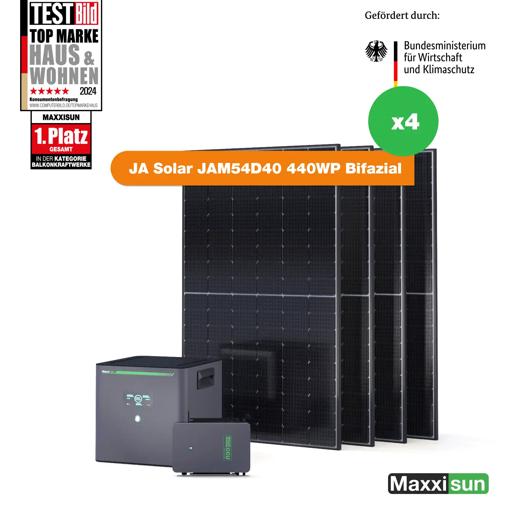 Maxxicharge Komplettset 1760Wp | Maxxicharge 3.0 | Ohne Montagesystem | Steckersolarkonform