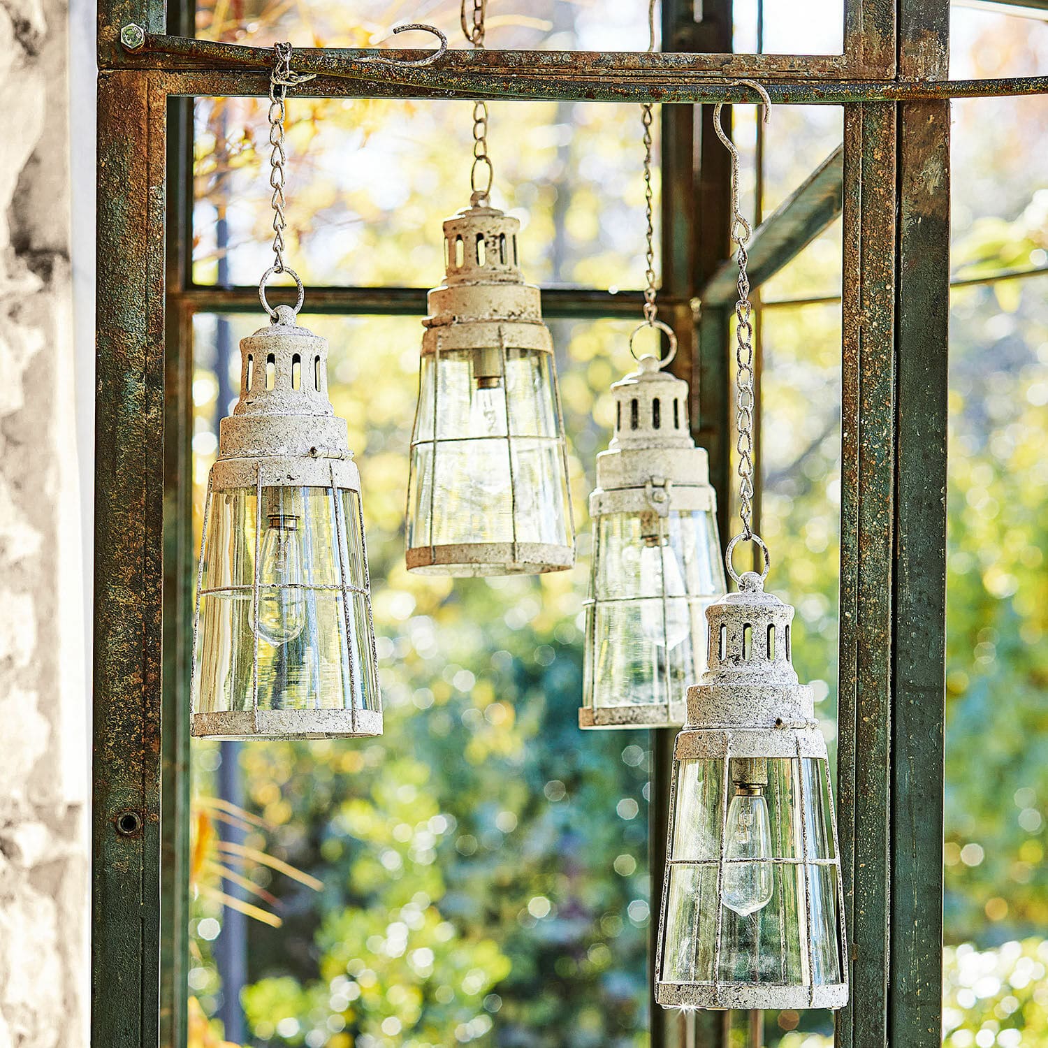 LED-Laterne 4er Set Ligrette antikweiß