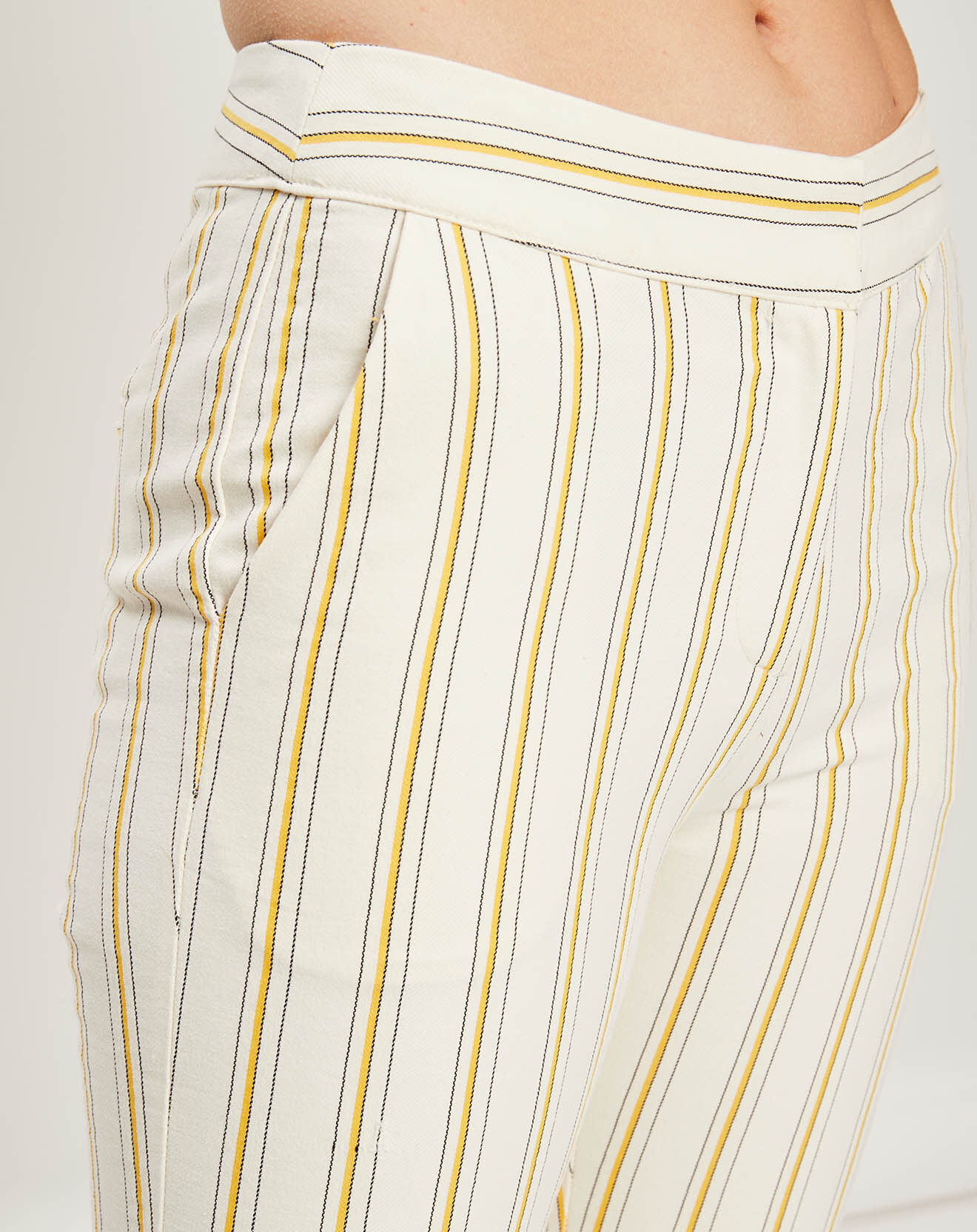 See u Soon Pantalon en Lin mélangé Royal jaune/crème