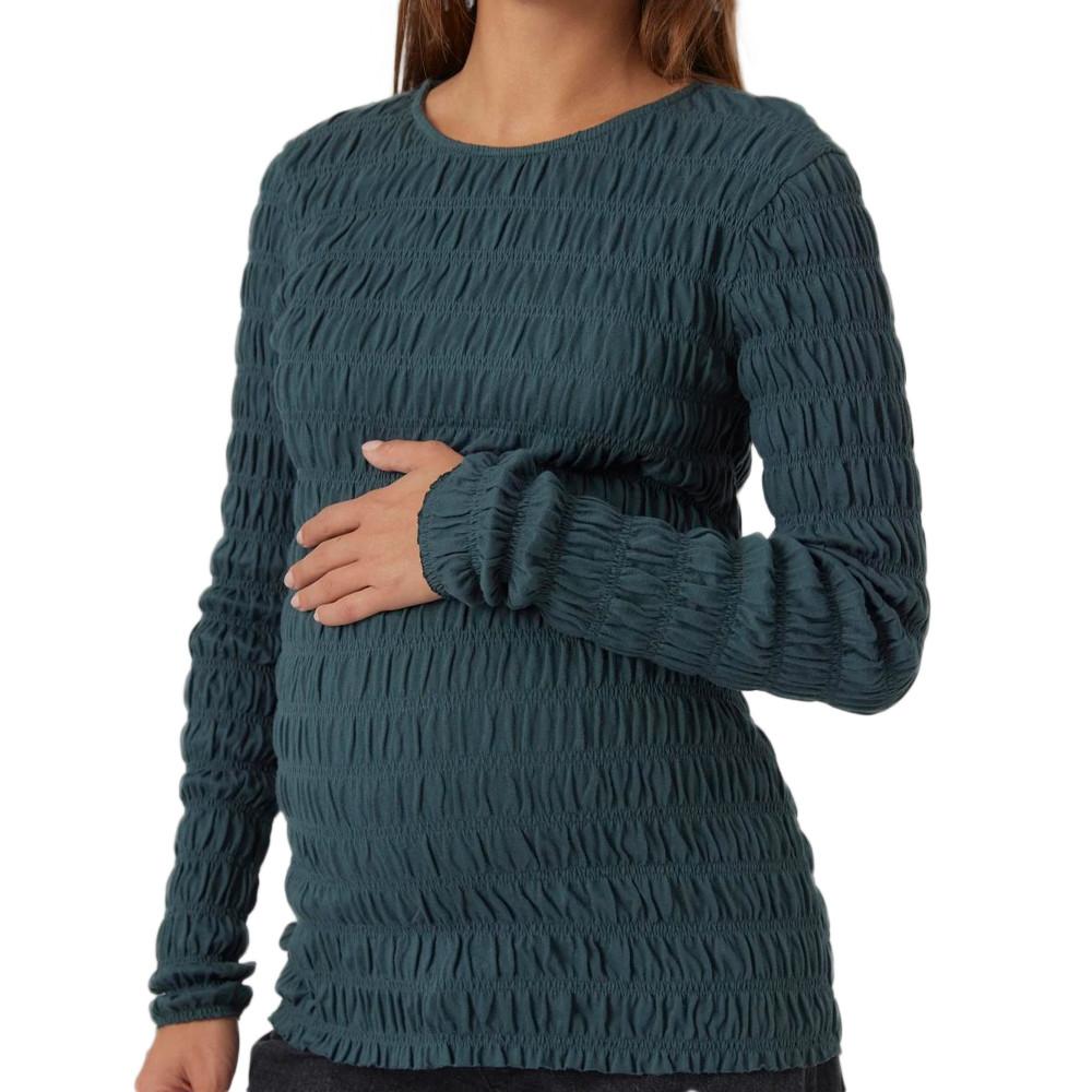 Mamalicious T-shirt de Grossesse Manches Longues Bleu Canard Mamalicious Lise