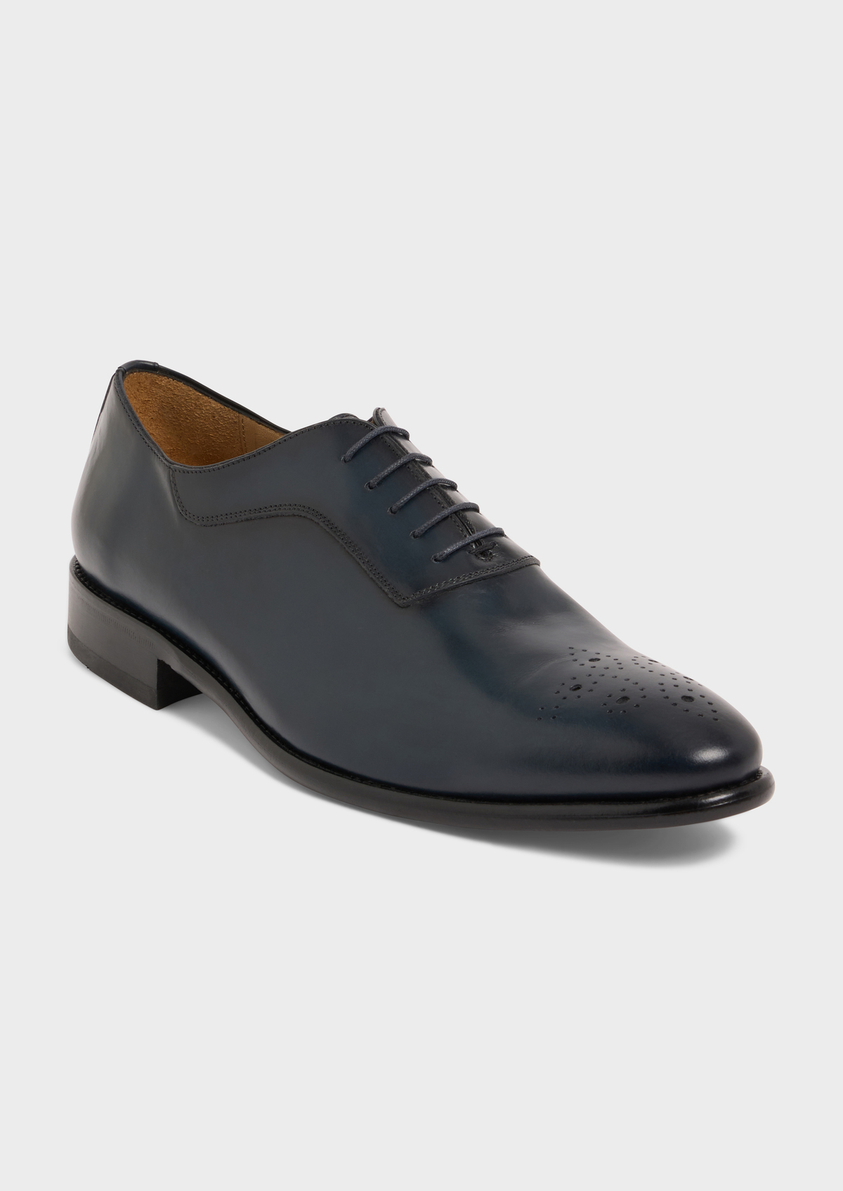 Richelieus en cuir lisse bleu marine