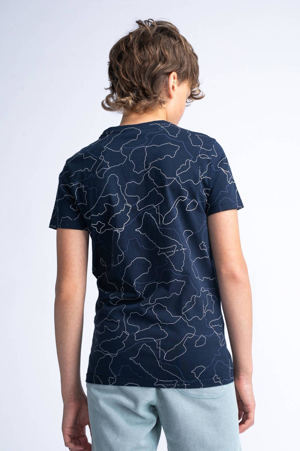 Petrol Industries T-shirt met all over print blauw