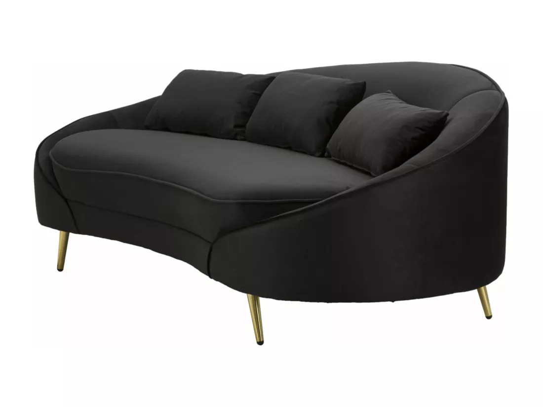 CANAPÉ 3 PLACES OSLO AVEC COUSSINS NOIR CM 185X84X68