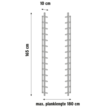 Draaibare lamelgeleider RVS 165 cm 2 stuks