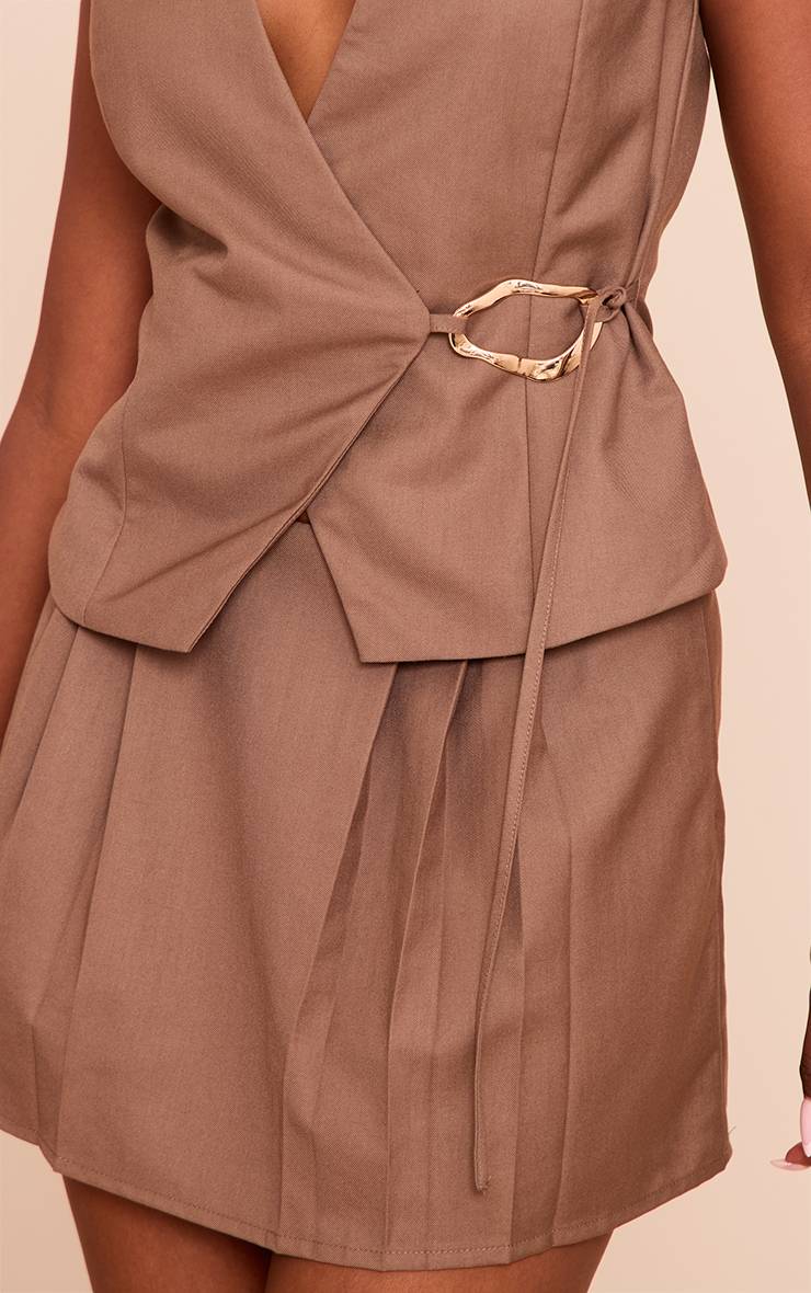 Moka Ensemble Jupe Mini Plissée En Tissu Tissé