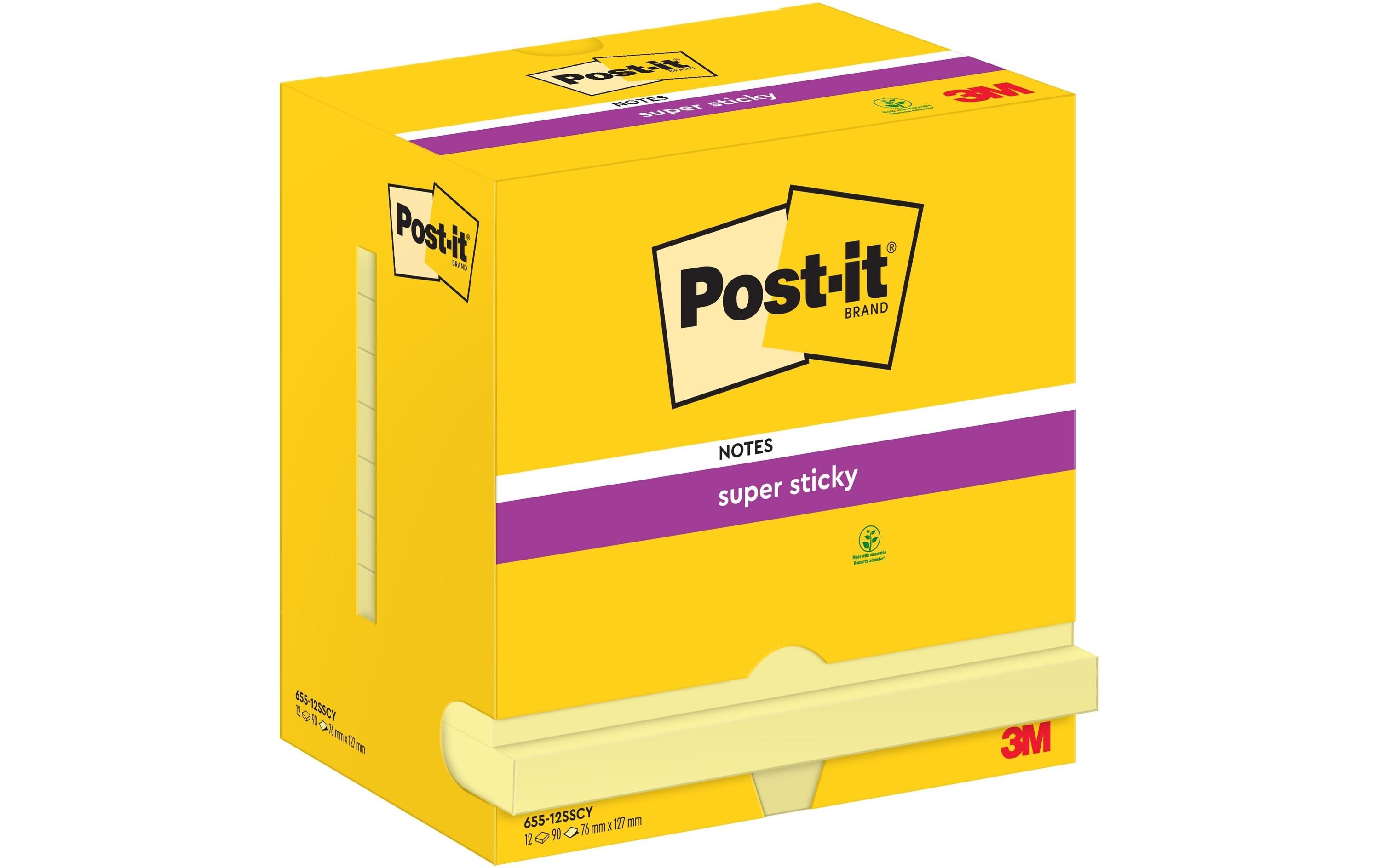 Notizzettel Super Sticky 76 x 127 mm, Gelb, 12 BlöckeStarke Haftnotizen