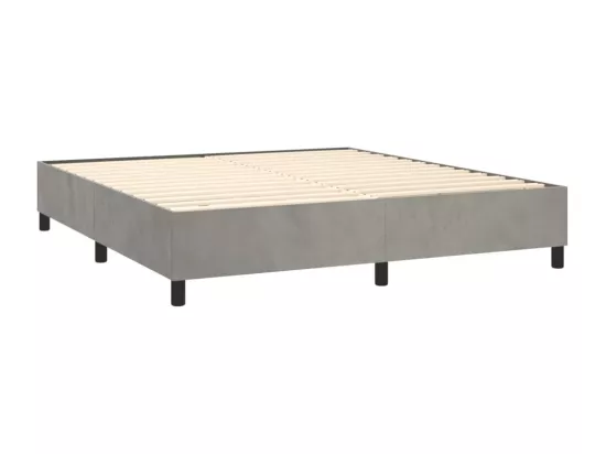 Sommier tapissier matelas et LED Gris clair 180x200 cm Velours