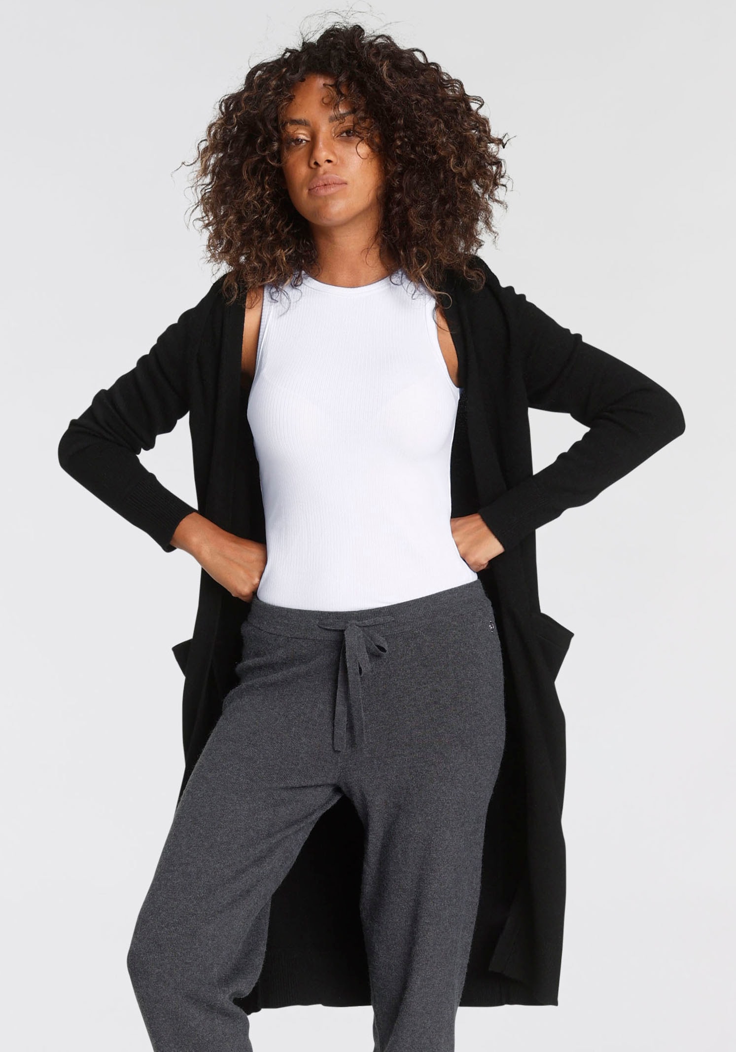 Tamaris Strickjacke in Longform aus kuschligem Viskosegestrick