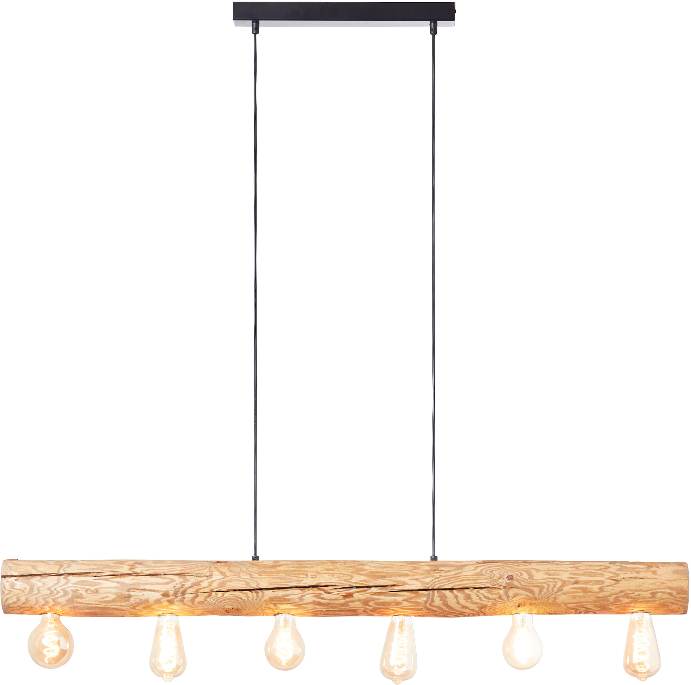 Brilliant Pendelleuchte »Trabo« E27 1 Stk. 105cm Höhe, 115cm Breite, 6x E27, kürzbar, Holz/Metall, kiefer gebeizt