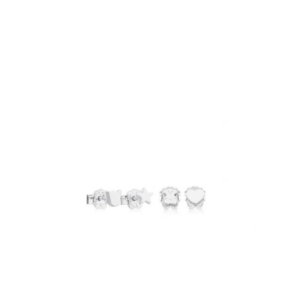 Tous Pack de 2 Brincos Basics c/ Motivos de Prata Fecho de Pressão - MP_0086322_611143500