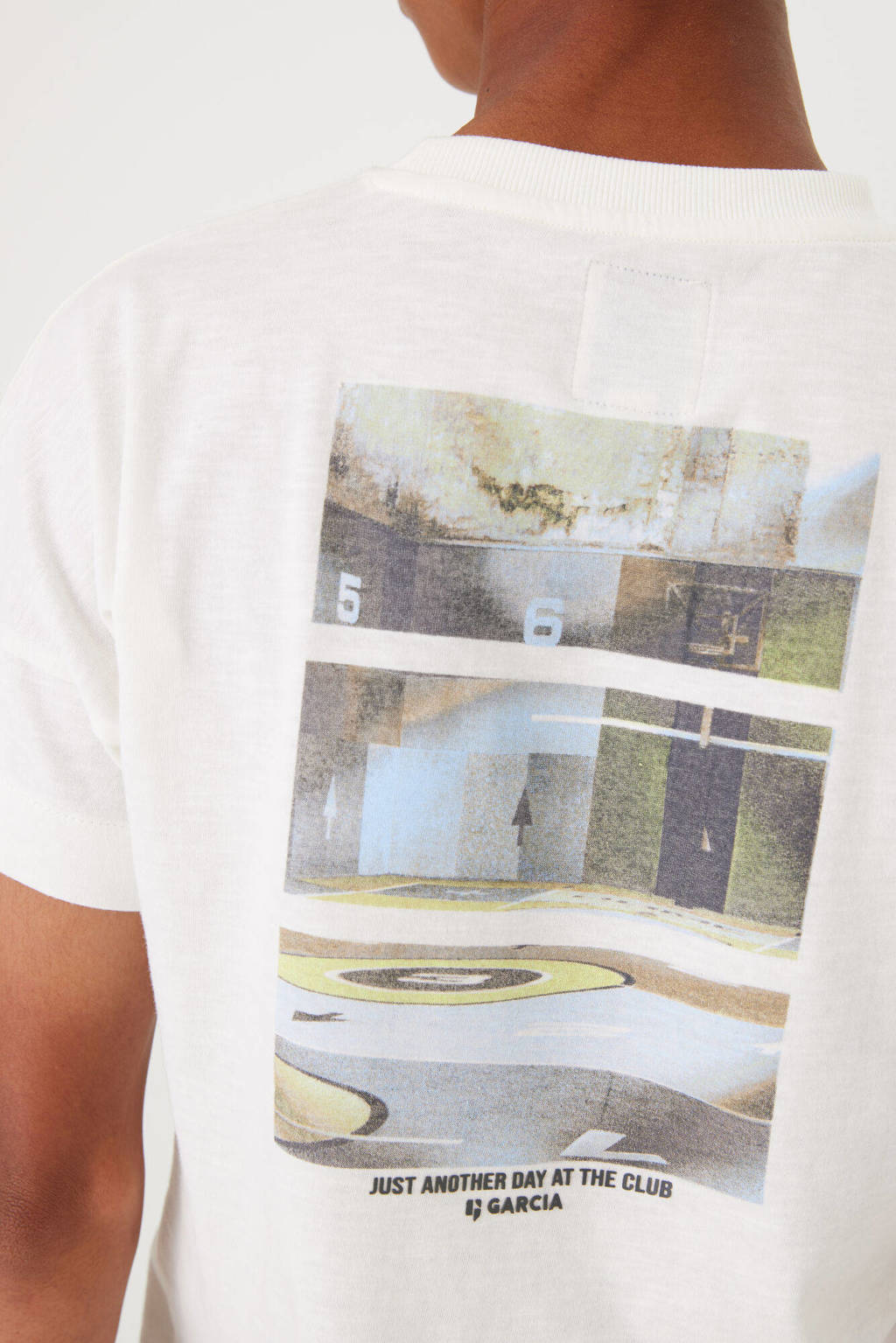 Garcia T-shirt met backprint ecru