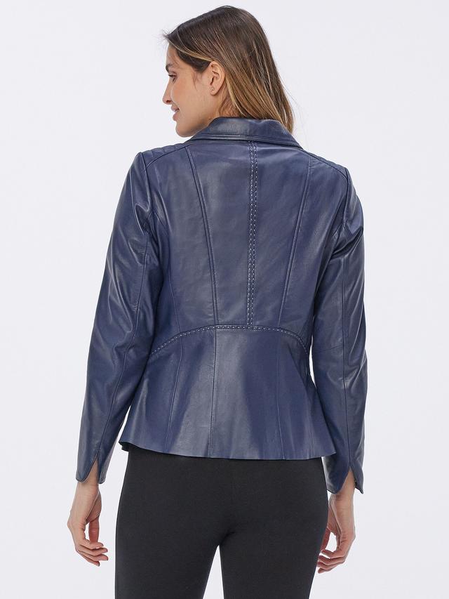 Lederblazer mit Kontraststeppung