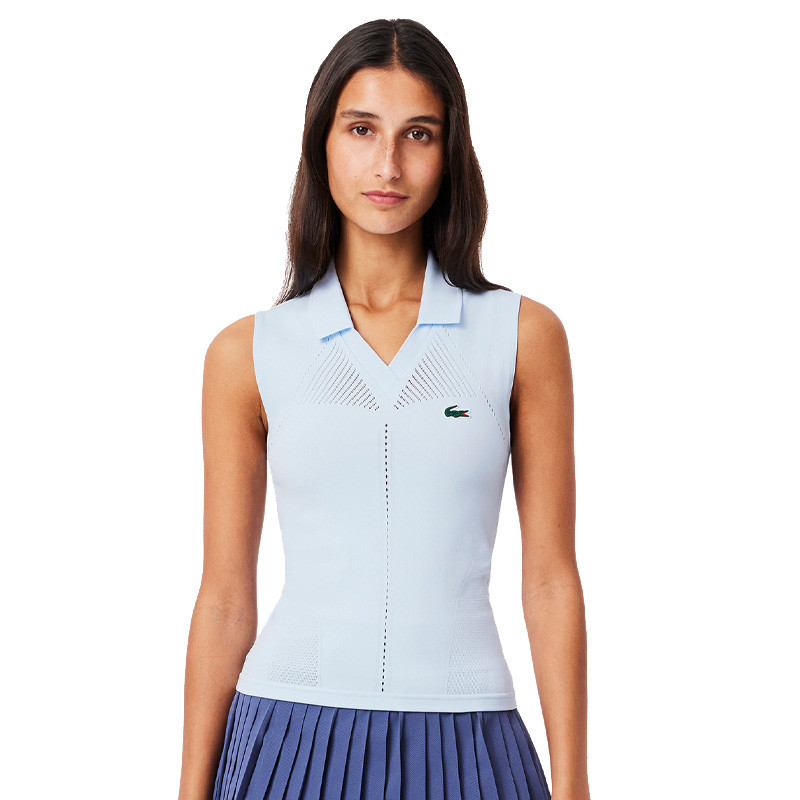 Polo de tennis sans manche pour femme Lacoste bleu