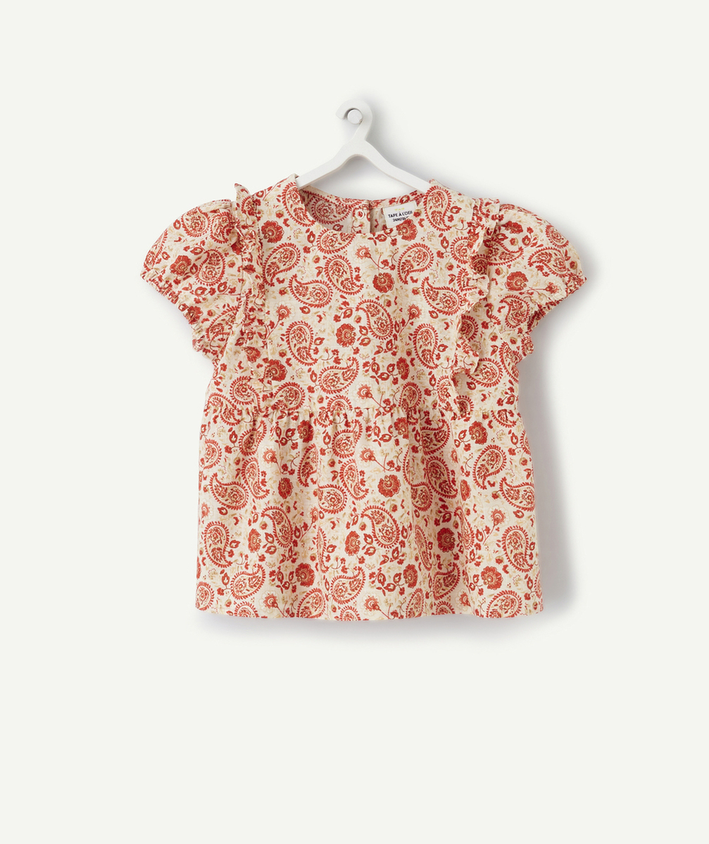 BLOUSE BÉBÉ FILLE EN COTON AVEC IMPRIMÉ CACHEMIRE ROUGE