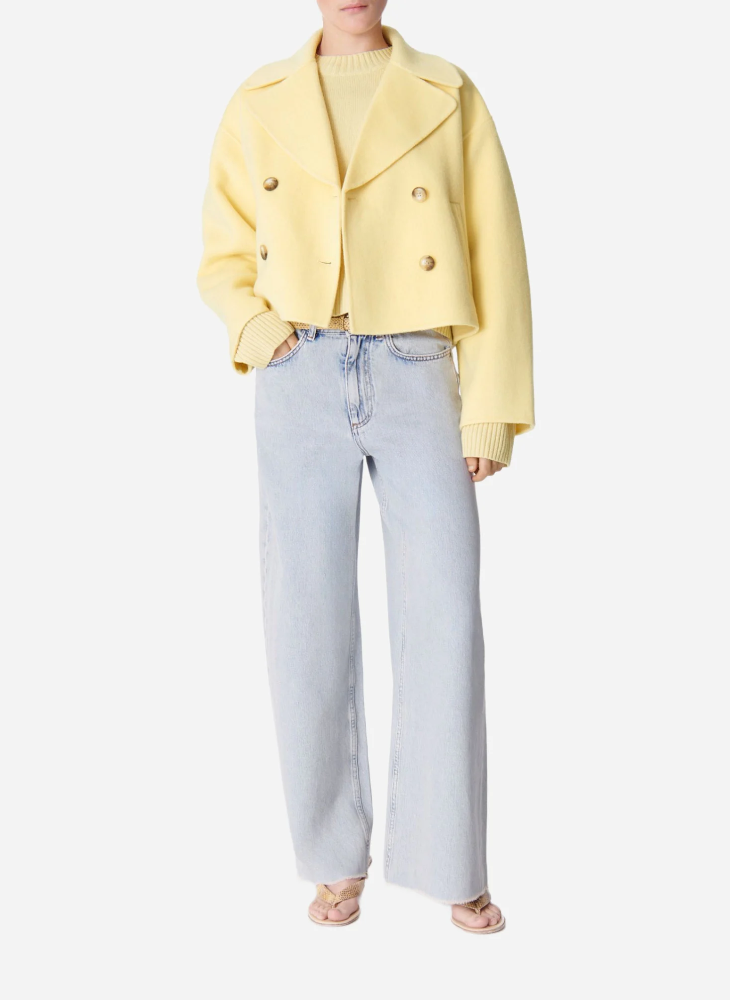 CARLIN - Manteau court en laine mélangée | Jaune