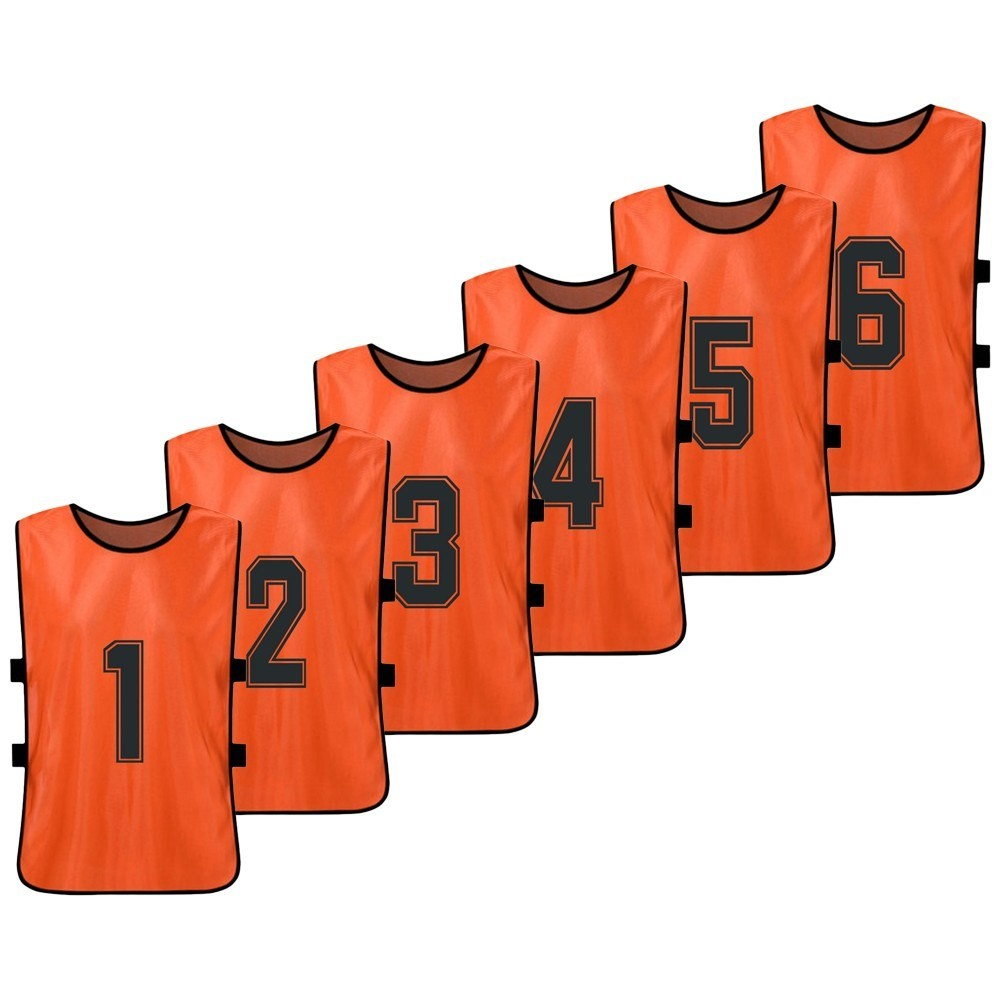 (6er Set) Sport Trikot Fussball Team Trainingsleibchen für Erwachsene (Unisex) - Orange