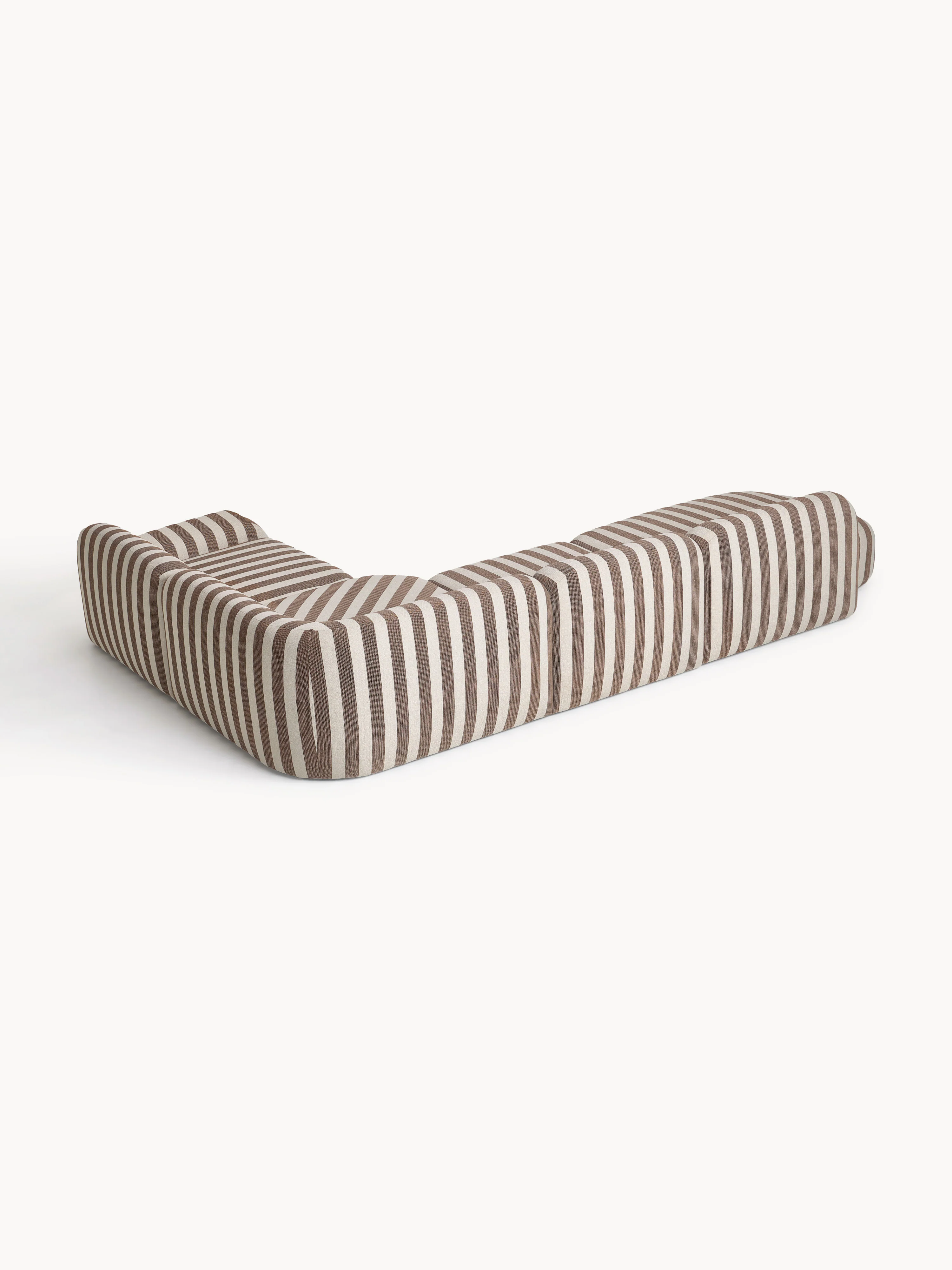 Gestreepte XL modulaire hoekbank Wolke met chaise longue