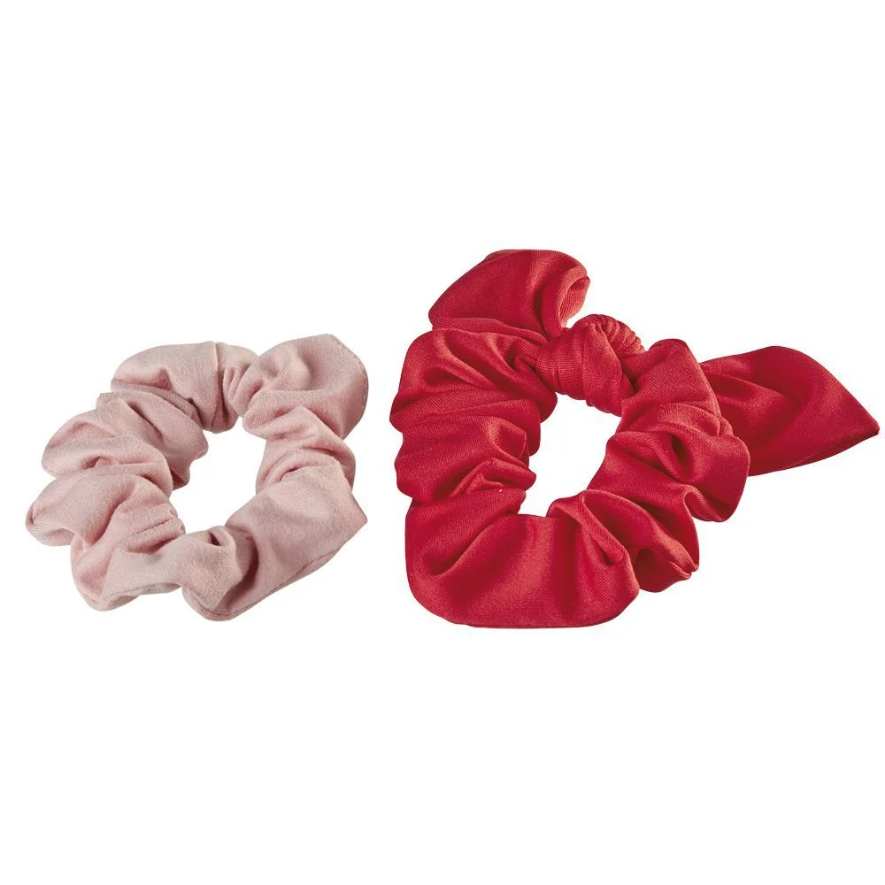 2 chouchous assortis rose/rouge pailletté