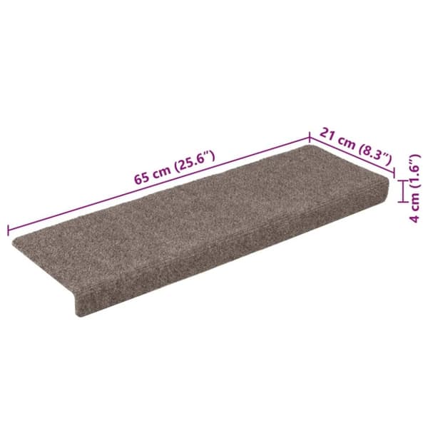 vidaXL Trappematter 15 stk nålestempel 65x21x4 cm kremhvit