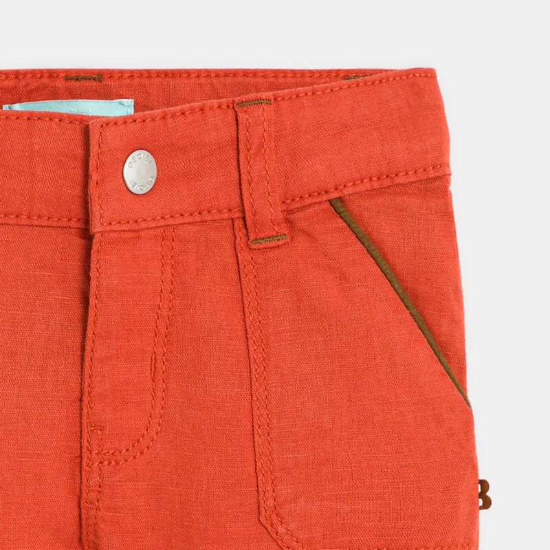 Short droit coton effet lin rouge bébé garçon Orange
