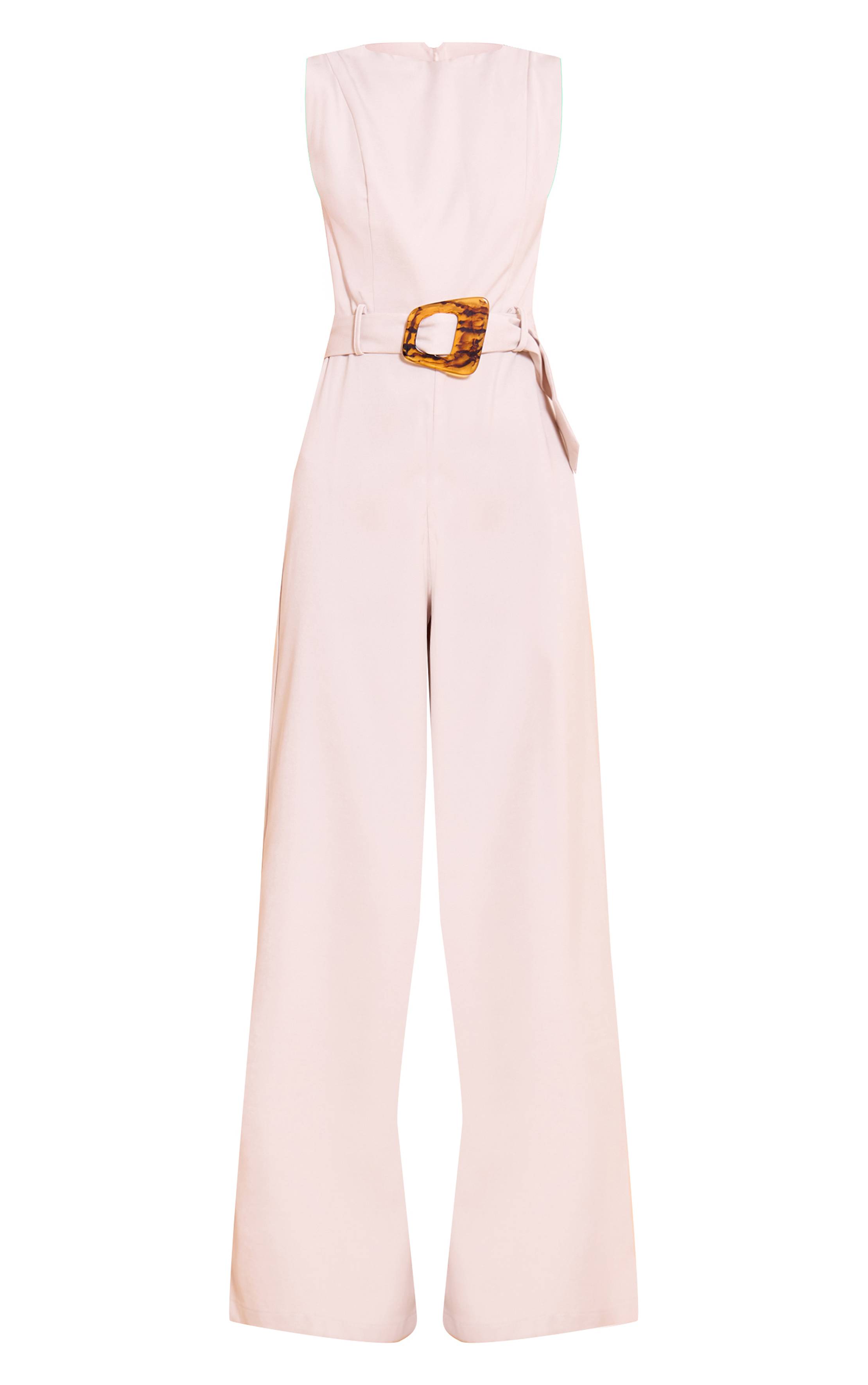 Gris Pierre Combinaison-pantalon Tissée À Encolure Bateau Et Jambes Droites