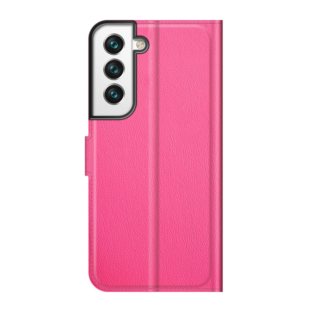 Samsung Galaxy S22 5G Leder Tasche Flip Cover Litchi Look - Pink