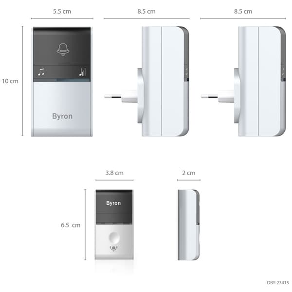 Byron Trådløs dørklokke Kinetic Uten batteri x2 mottakere