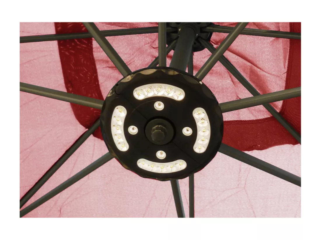 Parasol LED déporté carré 3x3m terracotta SOLENZARA LED