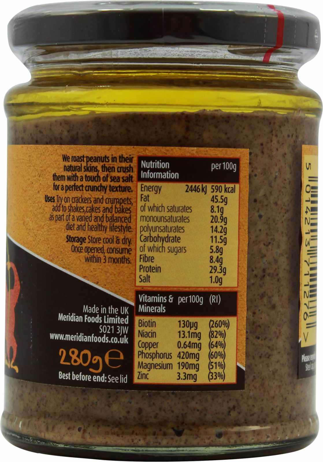 Manteiga de amendoim salgada Meridian Foods 280g