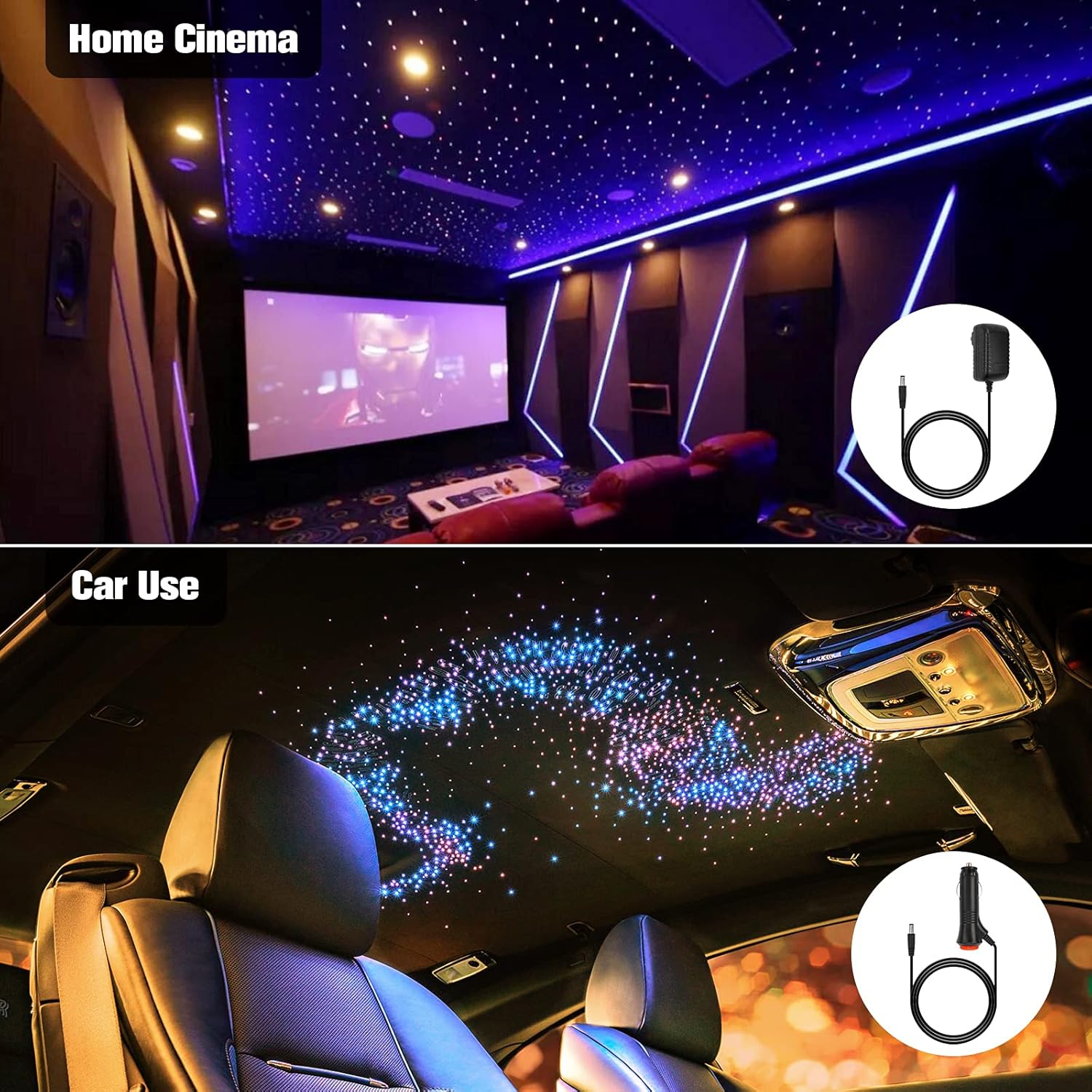 CHINLY Bluetooth Meteor 32W Funkeln RGBW APP LED Glasfaser Star Star Deckenleuchten Kit APP Gemischt 1008 Stück * 5m + 10 Kristalle Glasfaser + für Zuhause/Auto