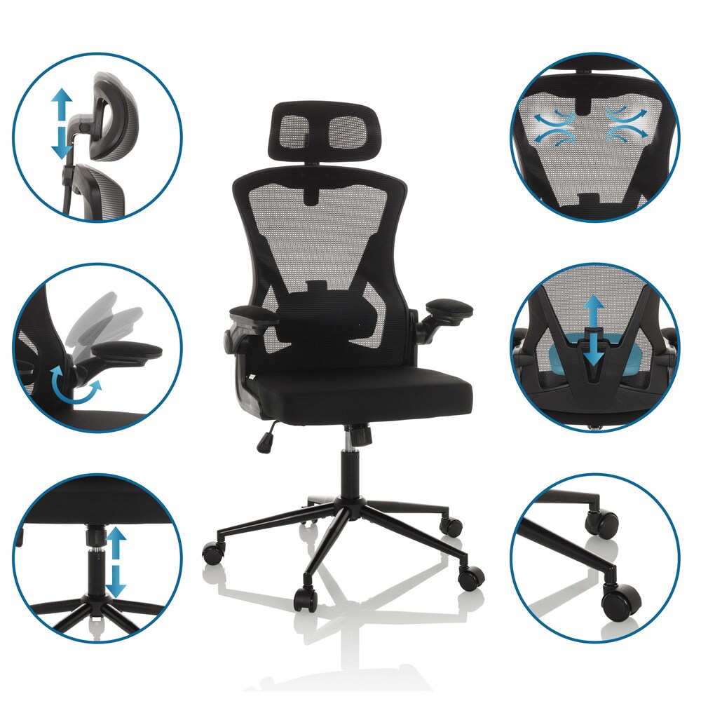 Profi Bürostuhl ARIGANO Stoff/Netzstoff mit Armlehnen hjh OFFICE