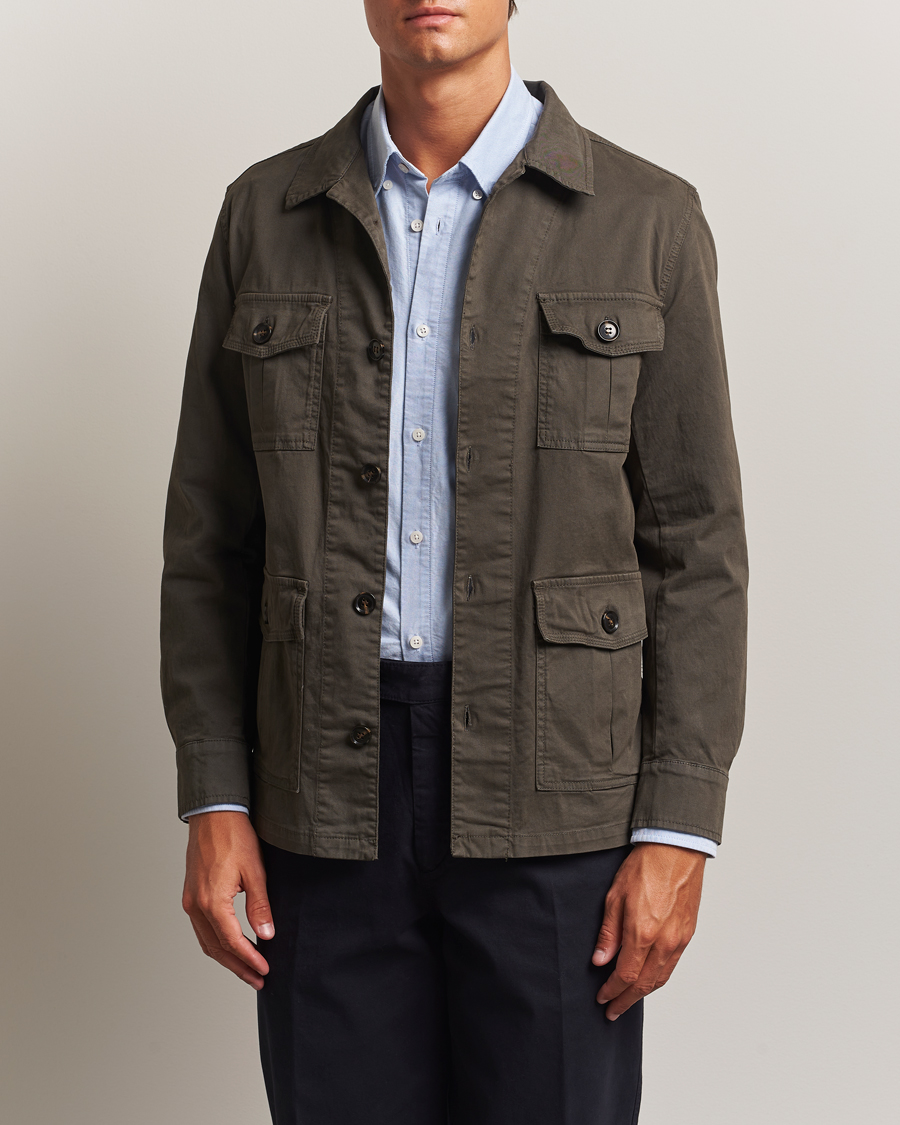Oscar Jacobson Safari Shirt Jacket Olive