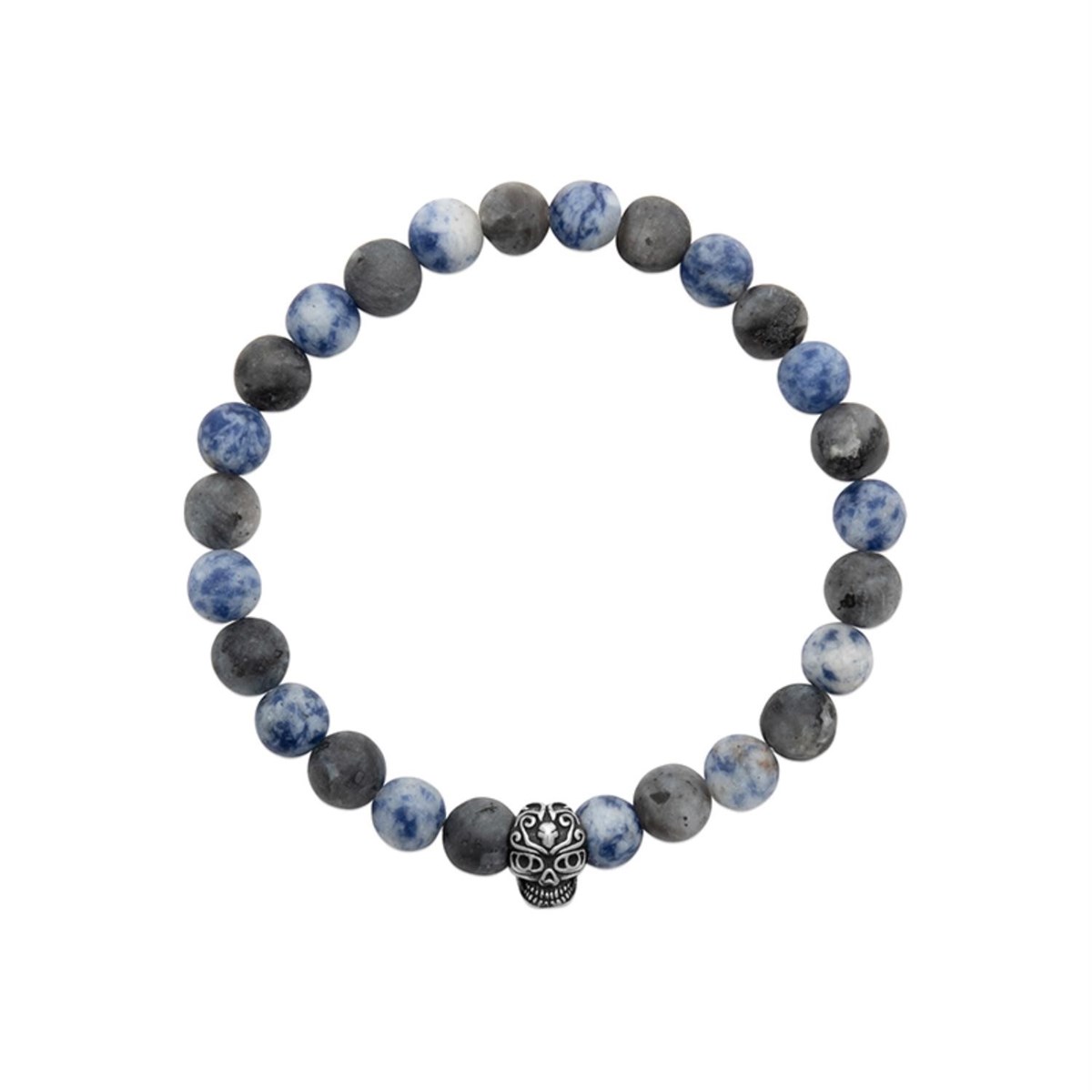 Bracelet tête de mort acier Sodalite pierres naturelles