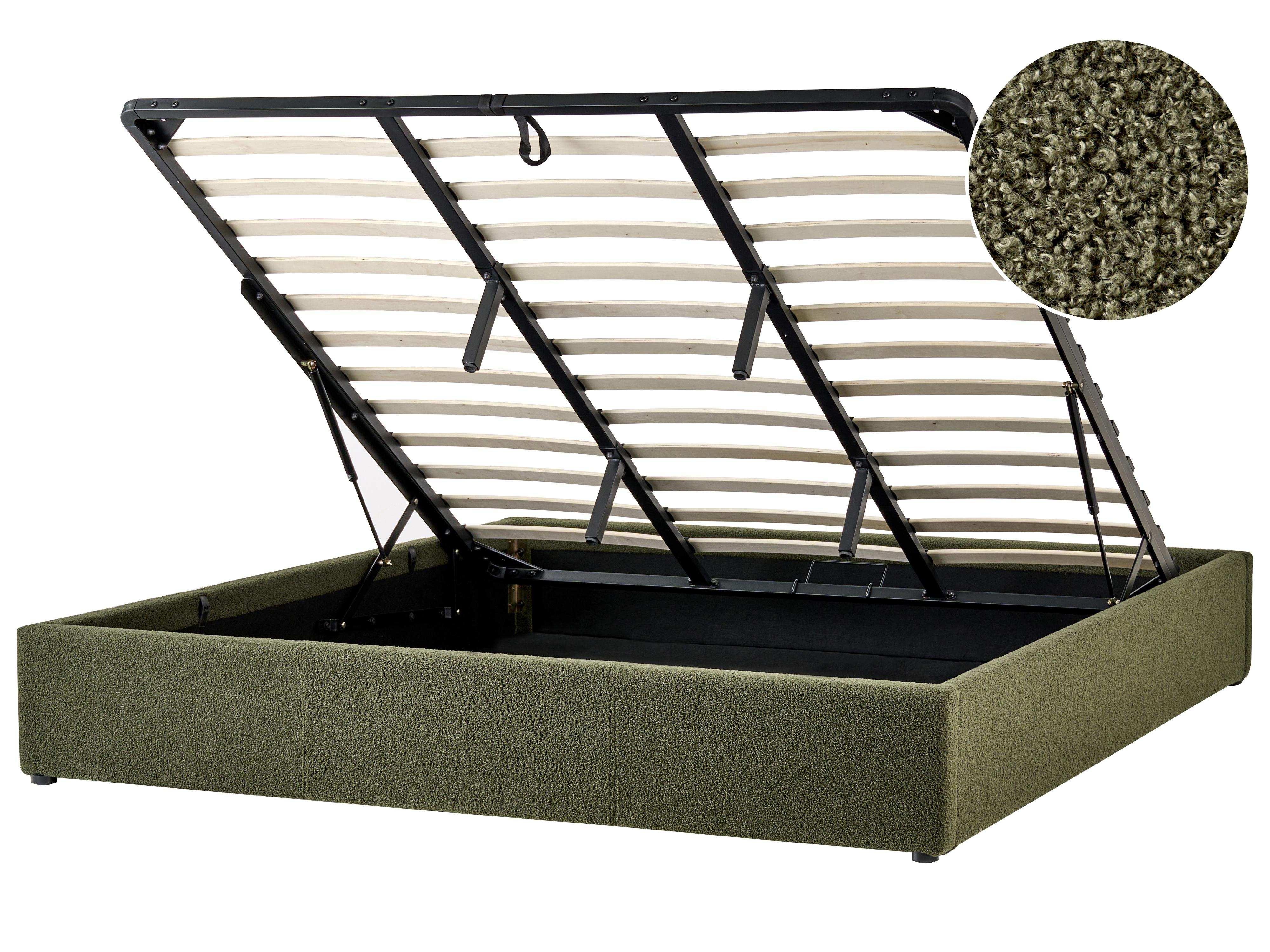 Opbergbed zonder hoofdbord Bouclé DINAN 180 x 200 cm Donkergroen