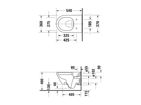 Pack WC suspendu sans bride DURAVIT D-Neo + bâti support GROHE Rapid SL Projet + abattant + plaque chromé
