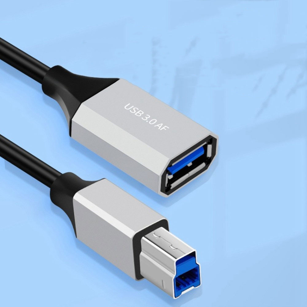 (0.5m) USB B 3.0 (M) auf USB A 3.0 (W) Verlängerungskabel mit Befestigungsschrauben für Drucker / Scanner / Festplatten (5Gbit/s) - Schwarz