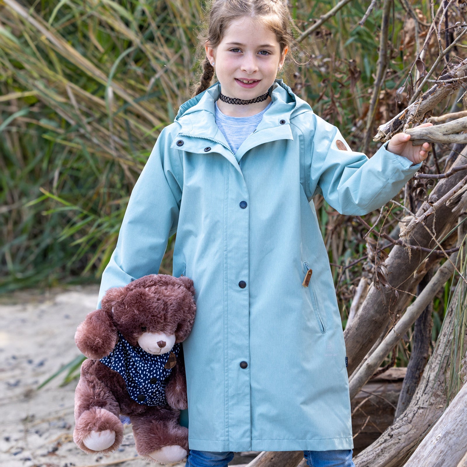 Kinder Travelcoat Regenmantel blue surf mélange