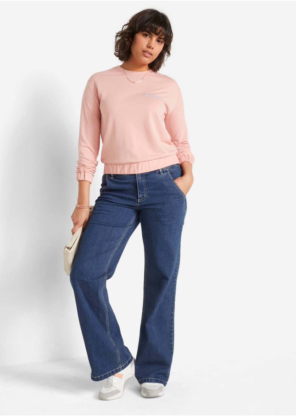 Jean paper bag taille haute, jambes larges