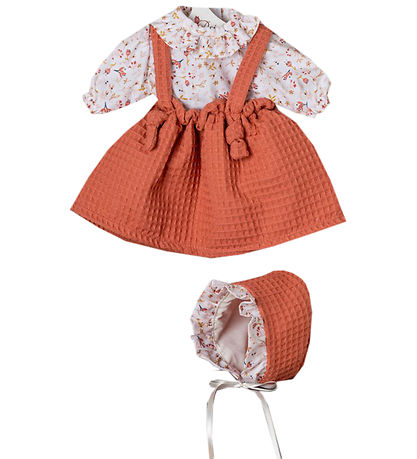 Asi Dukket?j - 46 cm - Leonora - Terracotta/Hvid