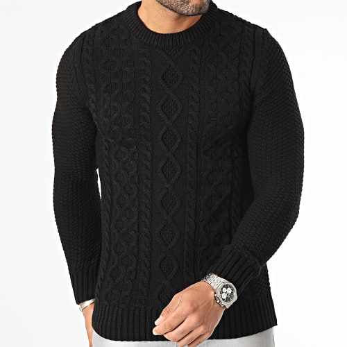 Lot De 2 Pulls Col Roulé Torsades 0250 0184 Noir Blanc
