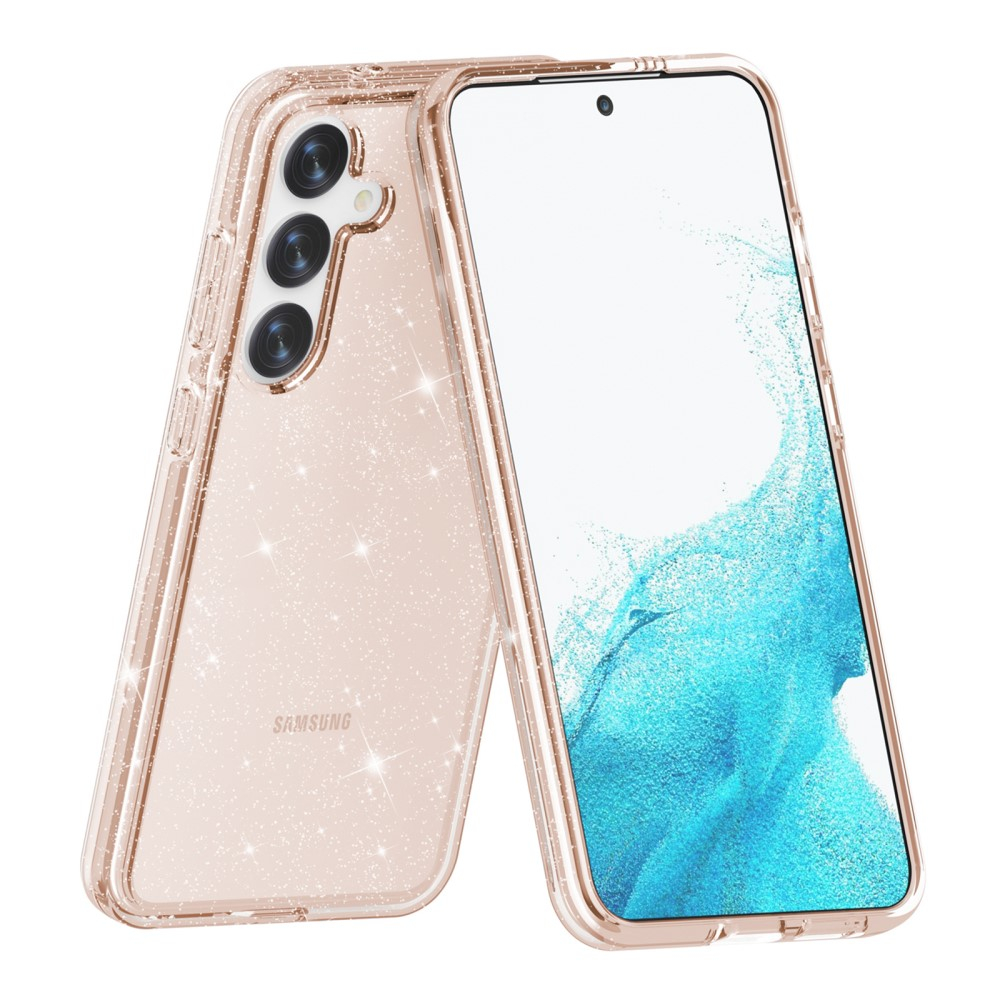 Samsung Galaxy S24 Hybrid Hardcase Schutzhülle im Glitzer Design - Gold / Transparent