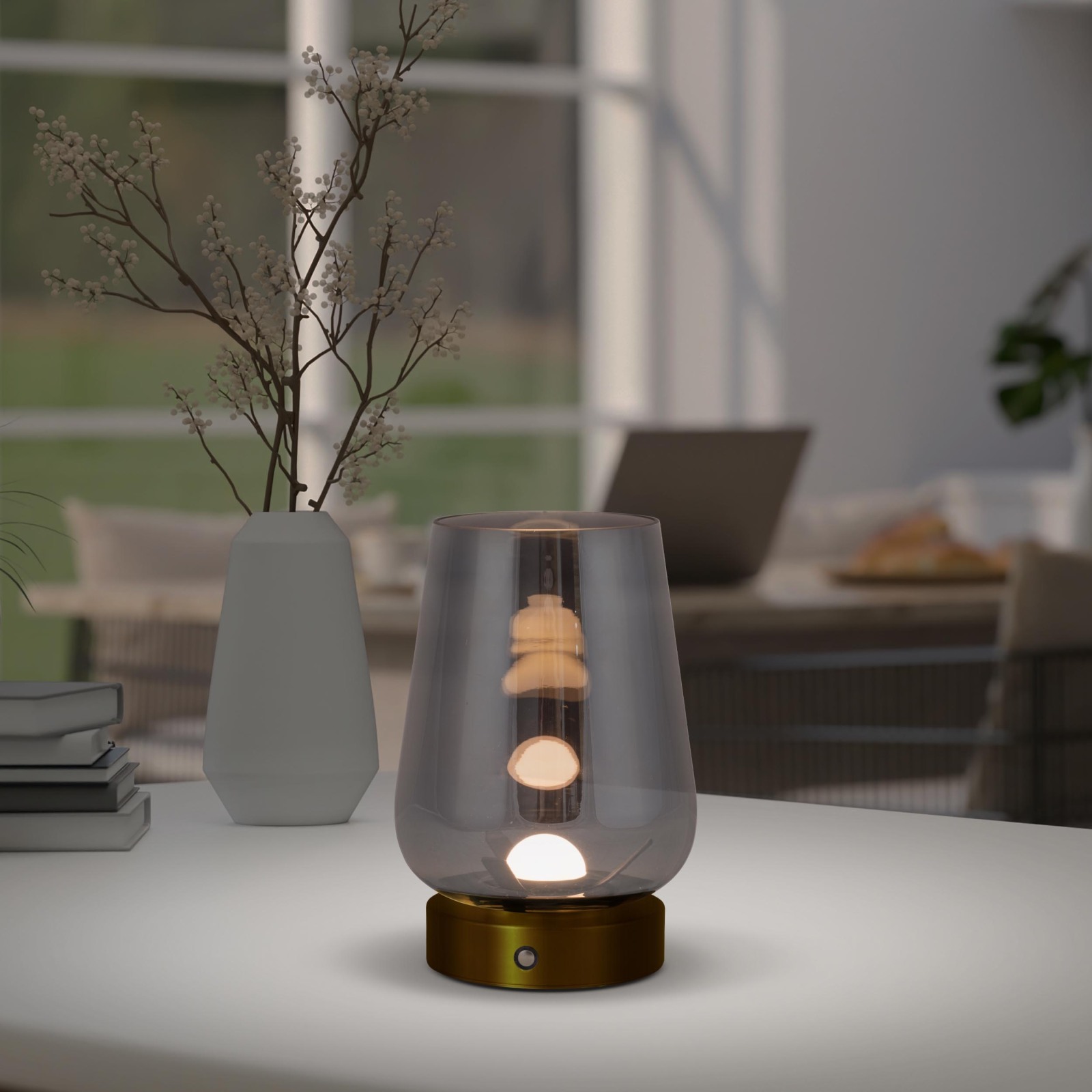 LED-Akkutischleuchte LUISA - gold-smokey - 18,7 cm hoch