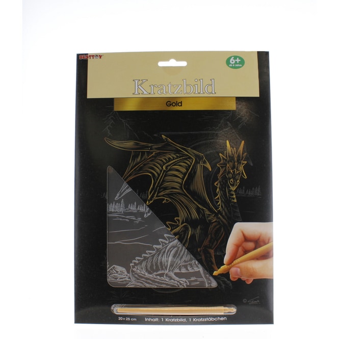Besttoy - Kratzbild - Drache mit ausgebreiteten Flügeln - Gold