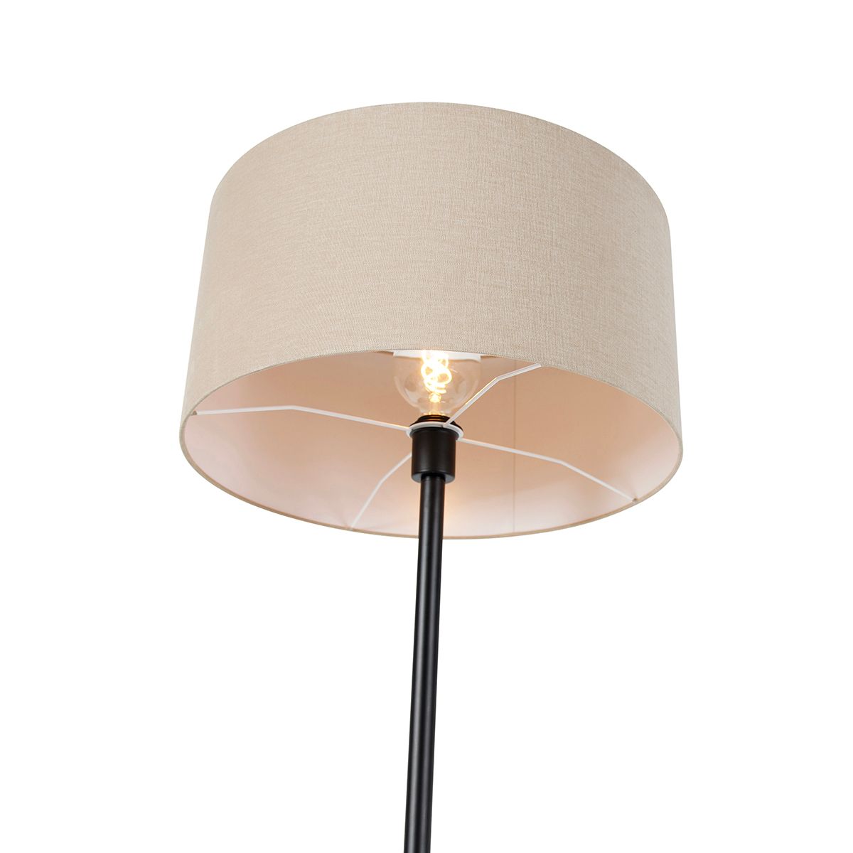 Vloerlamp zwart met kap licht bruin 50 cm - Simplo