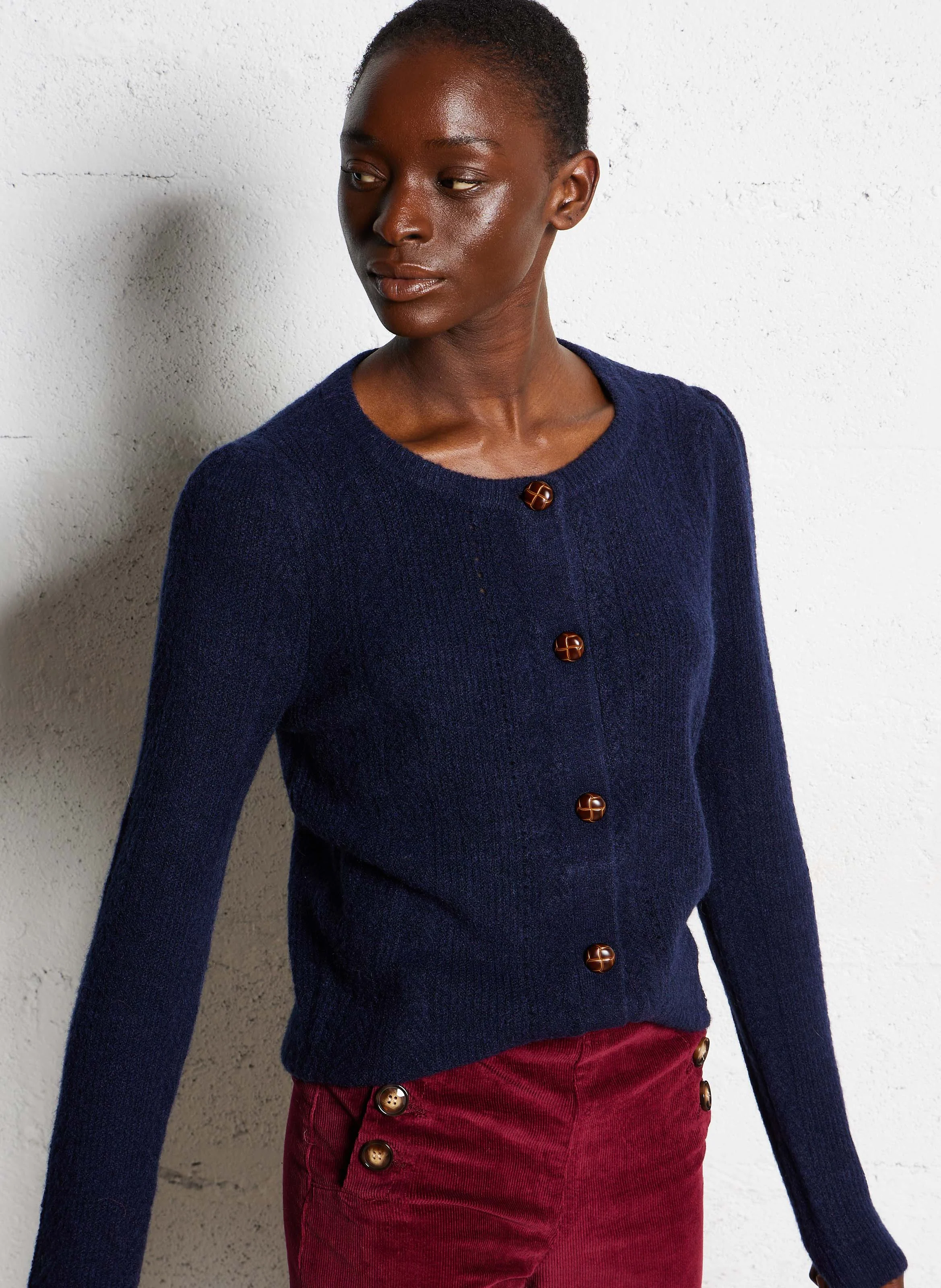 MARINA - Gilet col rond | Bleu